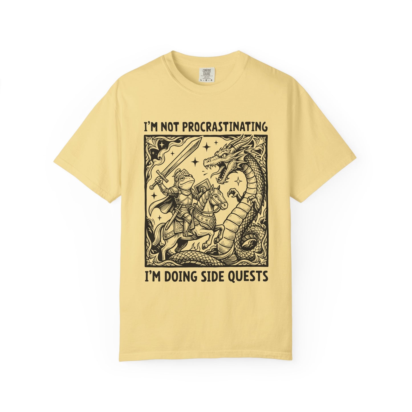 I'm Not Procrastinating I'm Doing Side Quests T-Shirt, Funny Gamer Tee, RPG Knight vs Dragon Shirt, Fantasy Gaming Graphic T-Shirt, Nerd Gift