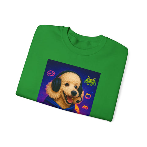 Gamer Dog Sweatshirt, Unisex Crewneck, Cute Gaming Apparel, Gift for Pet Lovers, Funny Sweatshirt, Cozy Gaming Clothing
