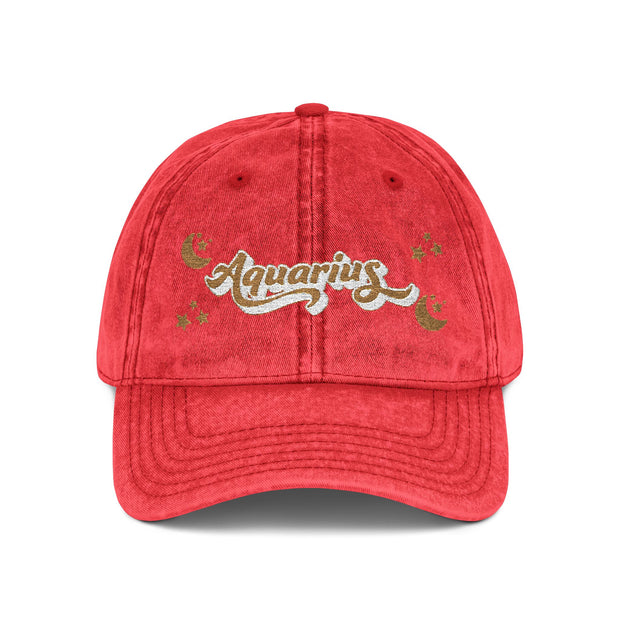 'Aquarius' Vintage Embroidered Cap