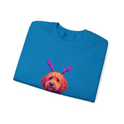 Golden Doodle with Reindeer Antlers Sweatshirt | Holiday Dog Sweater Design