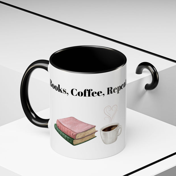 'Books, Coffee, Repeat' Accent Coffee Mug