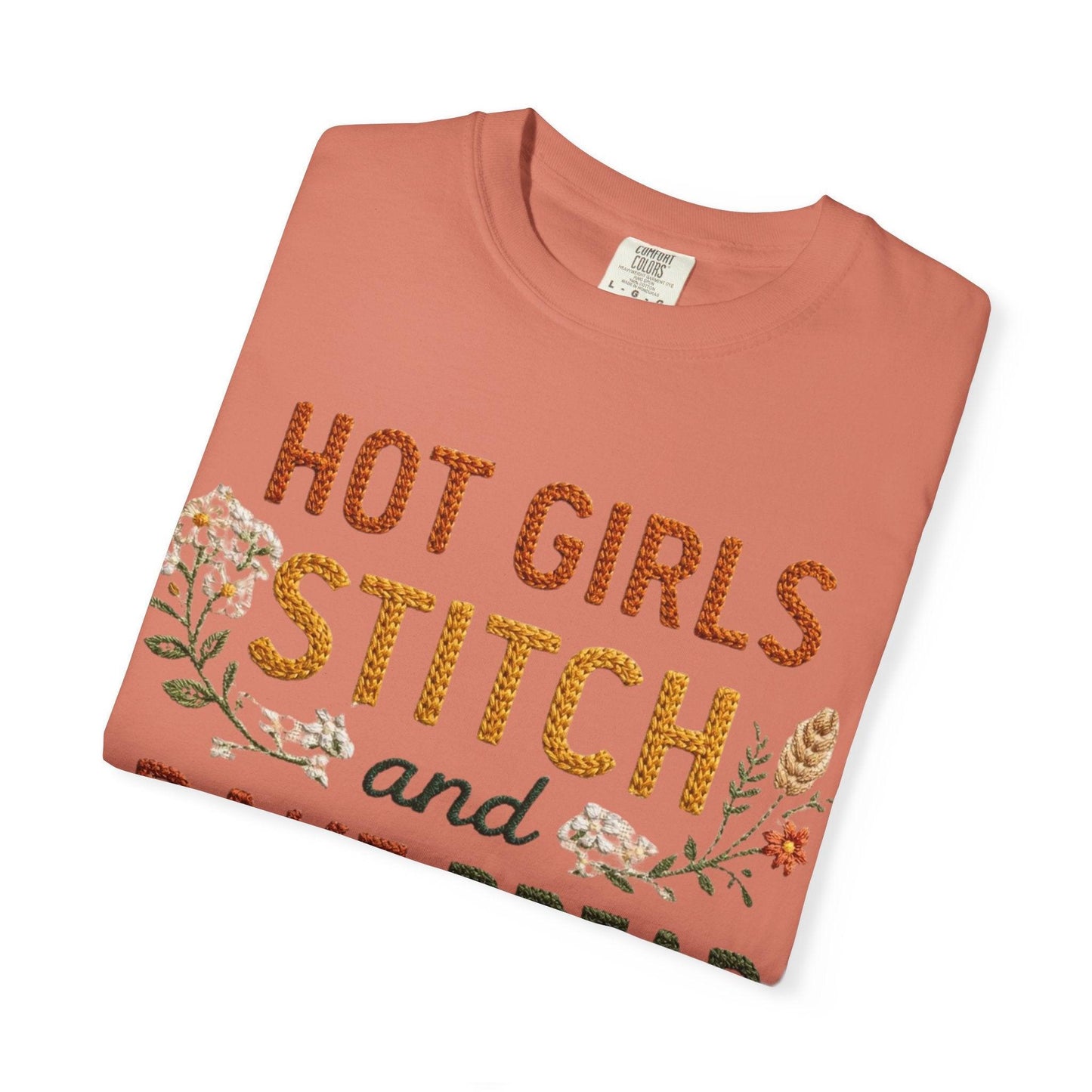 Hot Girls Stitch and Bake Bread T-Shirt | Bread Loaf Floral Embroidery Design