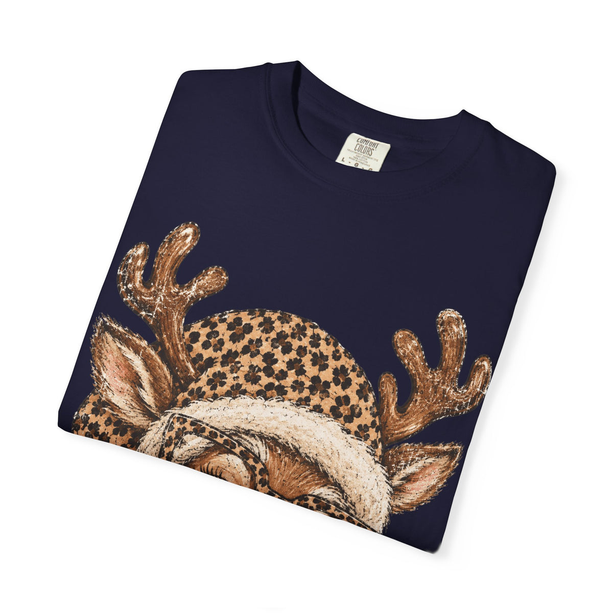 Leopard Reindeer Christmas Shirt, Retro Reindeer Tee, Cheetah Print Holiday Shirt, Cute Christmas T-Shirt, Reindeer Gift for Her