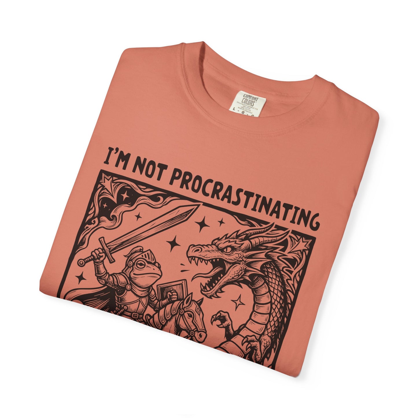 I'm Not Procrastinating I'm Doing Side Quests T-Shirt, Funny Gamer Tee, RPG Knight vs Dragon Shirt, Fantasy Gaming Graphic T-Shirt, Nerd Gift