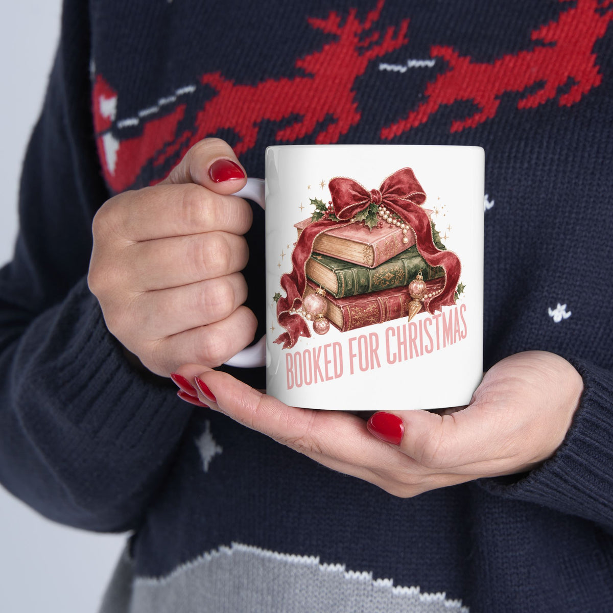 Booked for Christmas Mug, Book Lover Christmas Gift, Bookish Holiday Mug, Christmas Book Mug, Cozy Reader Gift, BookTok Gift