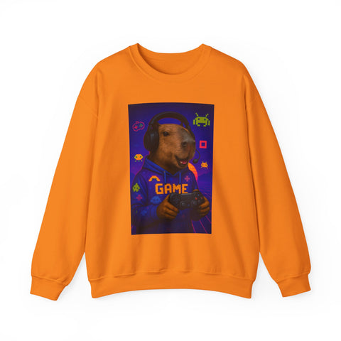 Gaming Capybara Sweatshirt, Unisex Crewneck, Relaxed Fit, Perfect for Gamers, Cozy Gift for Birthdays, Fun Homewear