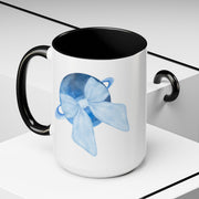 Blue Saturn Wrapped In A Blue Bow Accent Coffee Mug