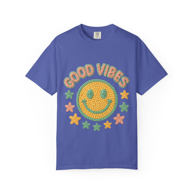 Good Vibes T-Shirt, Unisex Garment-Dyed Tee, Positive Vibe Shirt, Casual Wear, Gift for Friends, Summer Style