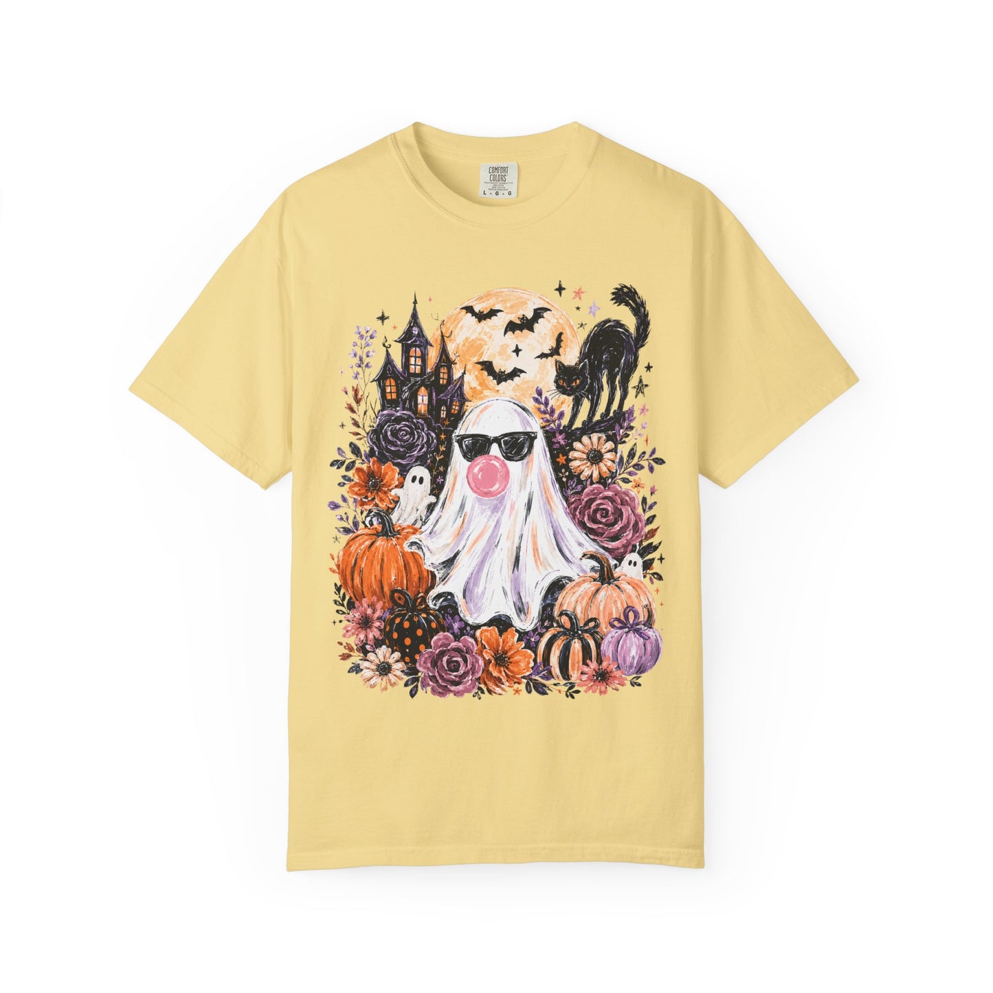 Cute Sunglasses Ghost Halloween T-shirt | Pumpkin, Black Cat, Haunted House