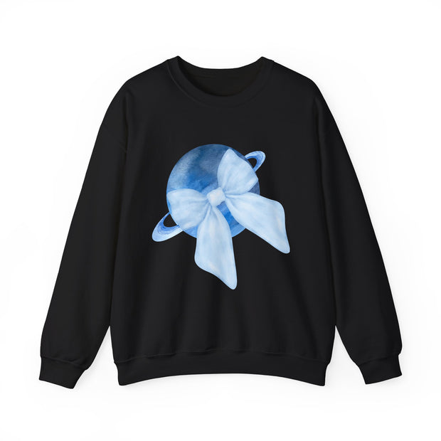 Blue Saturn Wrapped In A Blue Bow Unisex Crewneck Sweatshirt