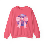 Pink/Purple Planet Wrapped In A Bow Crewneck Sweatshirt