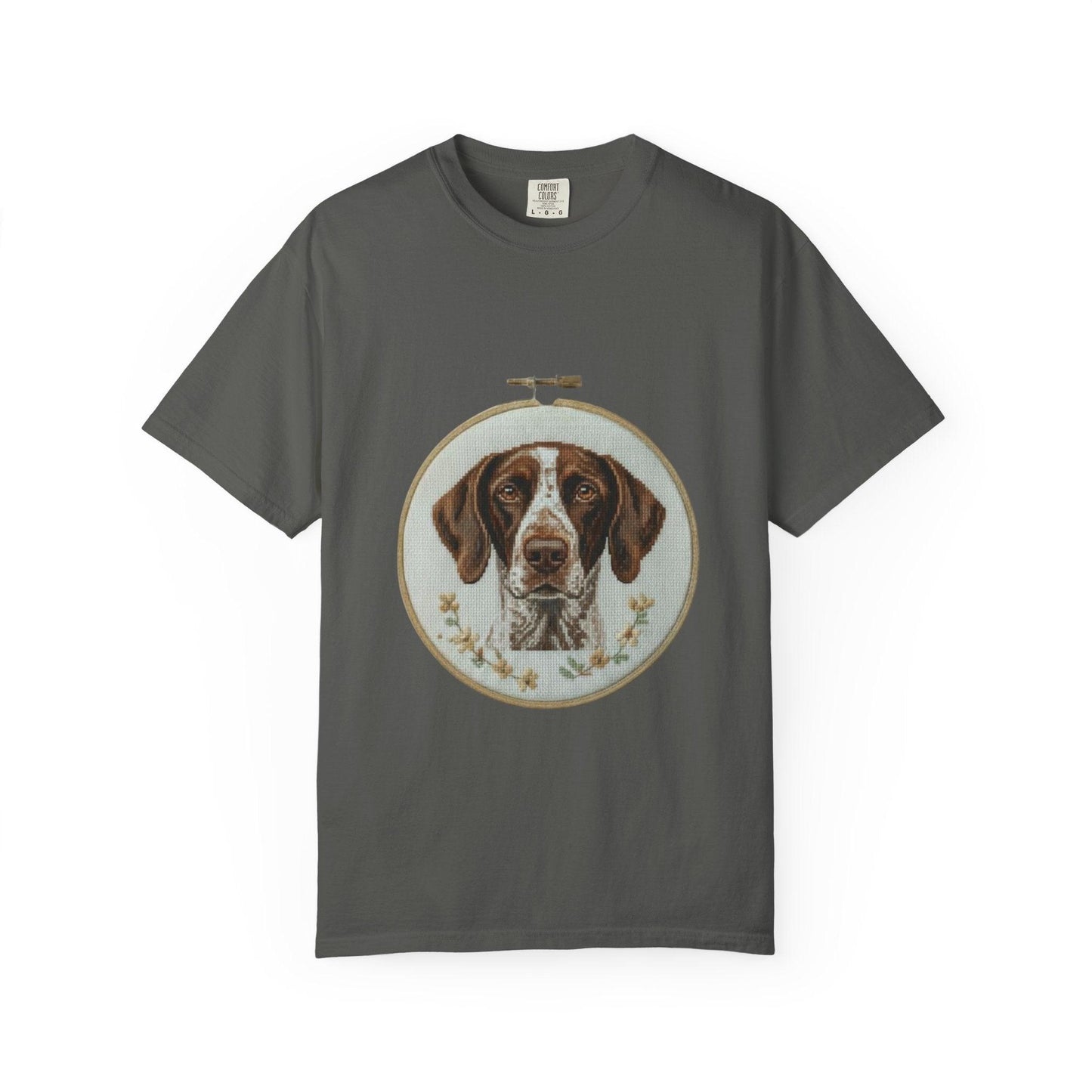 German Shorthaired Pointer Portrait T-Shirt | Embroidery Hoop Dog Art