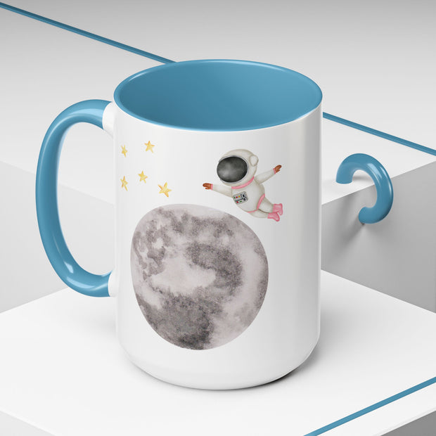 Astronaut Flying To The Moon Accent Coffee Mug
