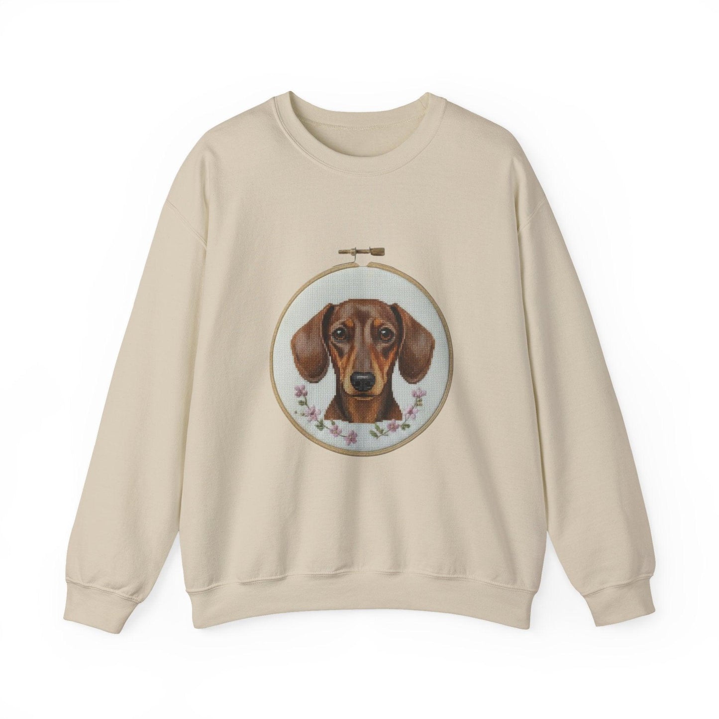 Dachshund Portrait Sweatshirt | Embroidery Hoop Dog Art, Cute Wiener Dog