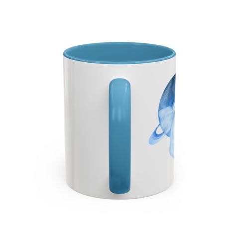 Blue Saturn Wrapped In A Blue Bow Accent Coffee Mug