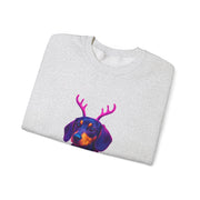 Dachshund Reindeer Sweater Crewneck Sweatshirt | Neon Holiday Dog Art