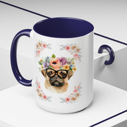 Geeky Goddess Pug Accent Coffee Mug