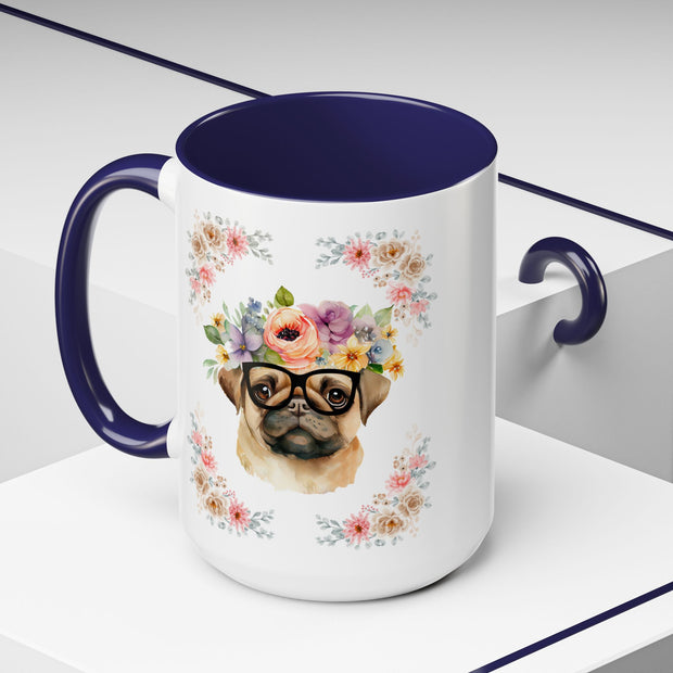 Geeky Goddess Pug Accent Coffee Mug