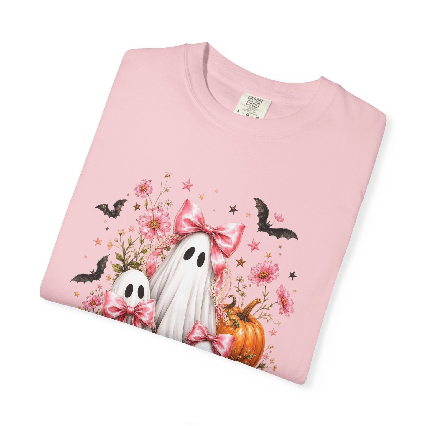 Coquette Ghost Halloween Shirt, Pink Bow Ghost T-Shirt, Cute Spooky Season Tee, Girly Halloween Pumpkin Graphic, Fall Aesthetic Shirt