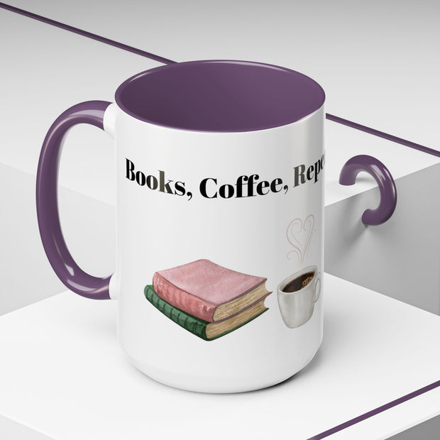 'Books, Coffee, Repeat' Accent Coffee Mug