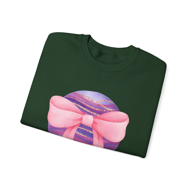 Pink/Purple Planet Wrapped In A Bow Crewneck Sweatshirt