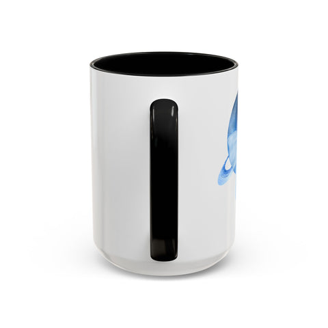 Blue Saturn Wrapped In A Blue Bow Accent Coffee Mug