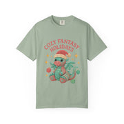 Cozy Fantasy Holidays Tee, Unisex Christmas T-shirt, Cute Dragon Apparel, Holiday Gift, Festive Graphic Tee