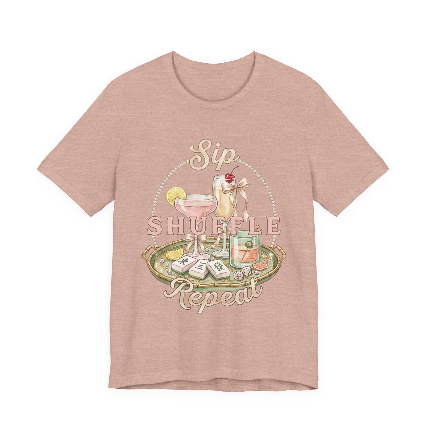 Sip Shuffle Repeat Shirt, Mahjong Social Club Tee, Pastel Girls Night Graphic Shirt, Mahjong Lover Gift