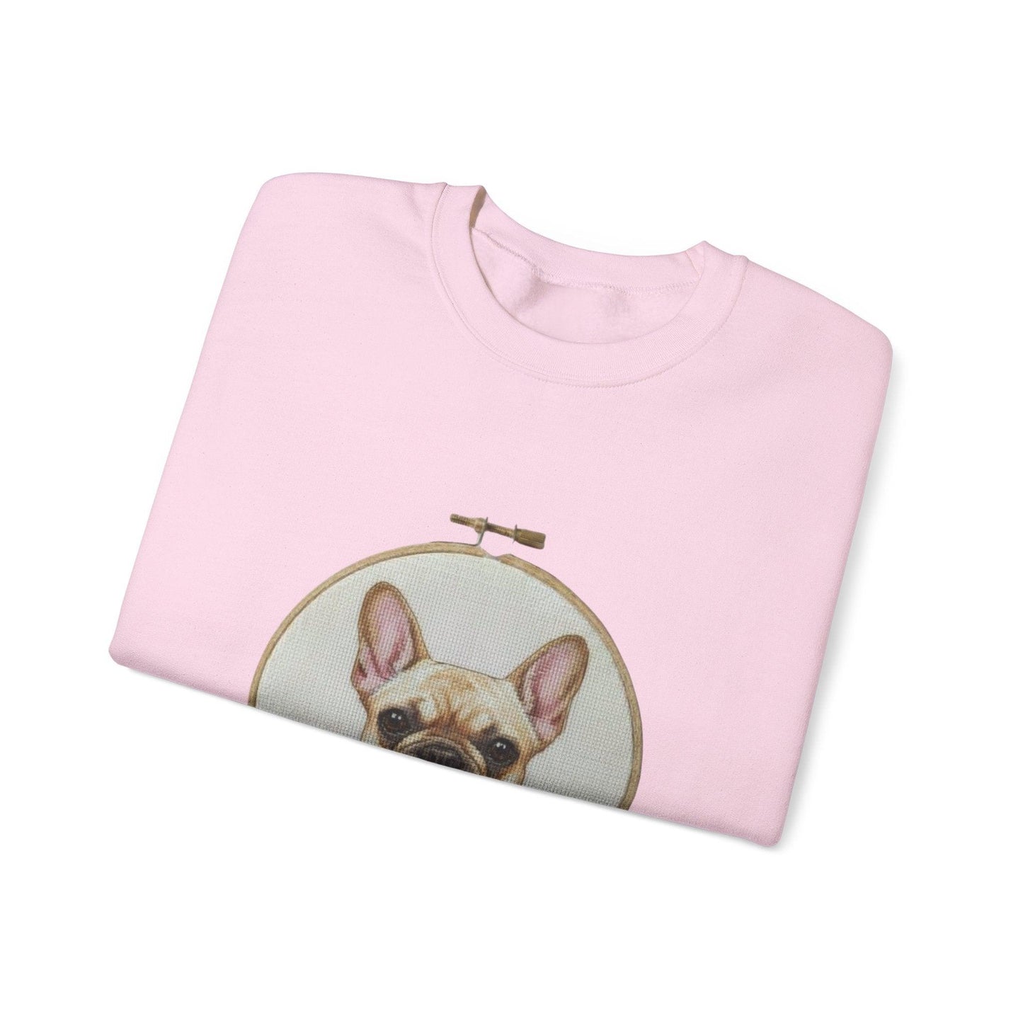 French Bulldog Portrait Sweatshirt | Embroidery Hoop Dog Face, Floral Accent
