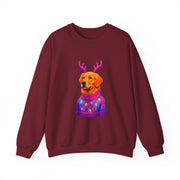 Golden Retriever in Festive Sweater Sweatshirt | Reindeer Antlers Holiday Dog