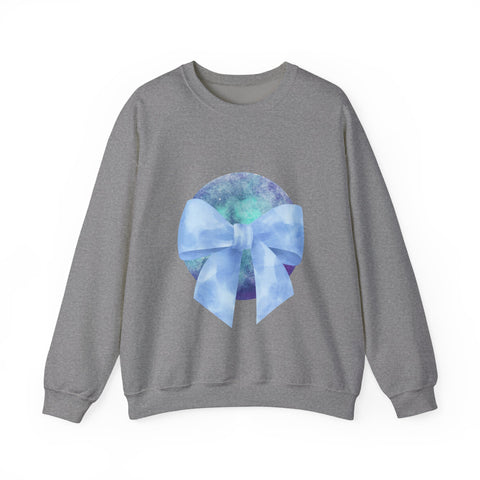 Blue/Green Planet Wrapped In A Bow Unisex Crewneck Sweatshirt