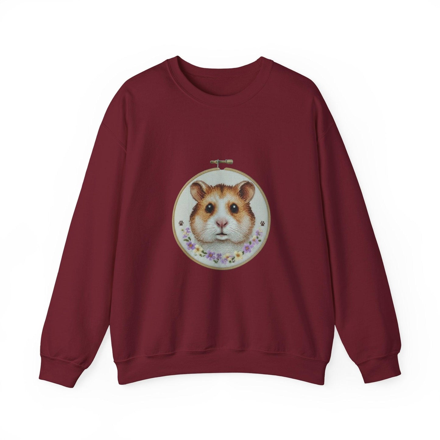 Hamster Portrait Sweatshirt | Embroidery Hoop Floral Frame