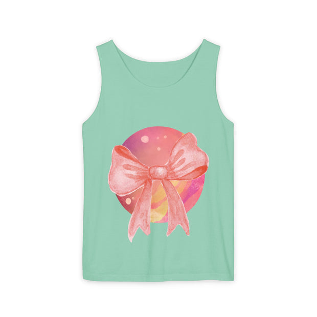 Pink/Yellow Planet Wrapped In Bow Unisex Tank Top