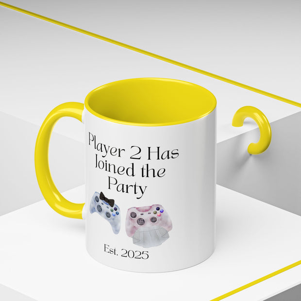 'Player 2 Has Joined The Party' 'Est. 2025' Accent Coffee Mug