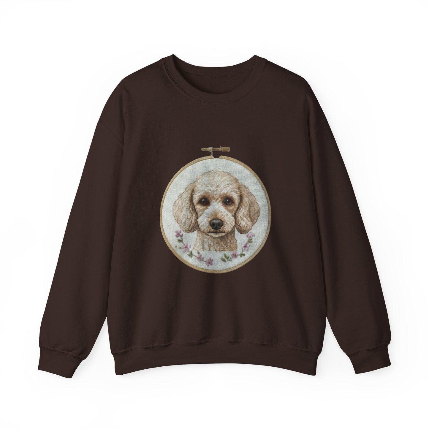 Vintage Embroidery Poodle Portrait sweatshirt | Dog Hoop Art