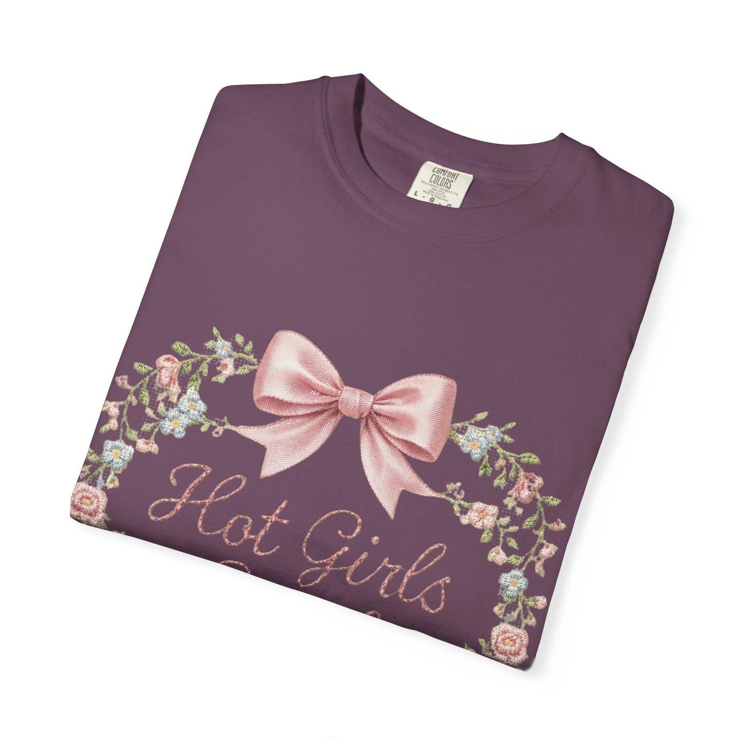 Floral Heart Wreath with Bow T-Shirt | Hot Girls Stitch