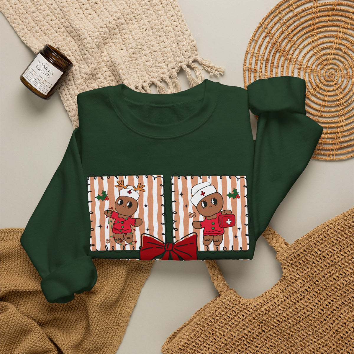 Gingerbread Christmas Sweatshirt, Cute Gingerbread Crewneck, Christmas Bow Sweatshirt, Gingerbread Man Shirt, Funny Holiday Sweater, Christmas Gift