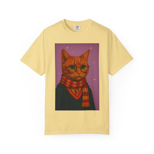 Pawgwarts Orange Cat Wizard T-Shirt