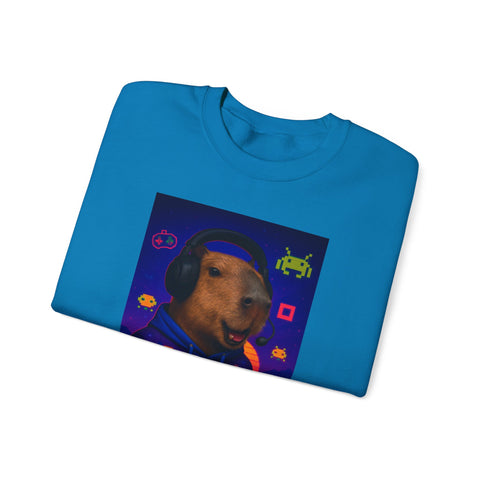 Gaming Capybara Sweatshirt, Unisex Crewneck, Relaxed Fit, Perfect for Gamers, Cozy Gift for Birthdays, Fun Homewear
