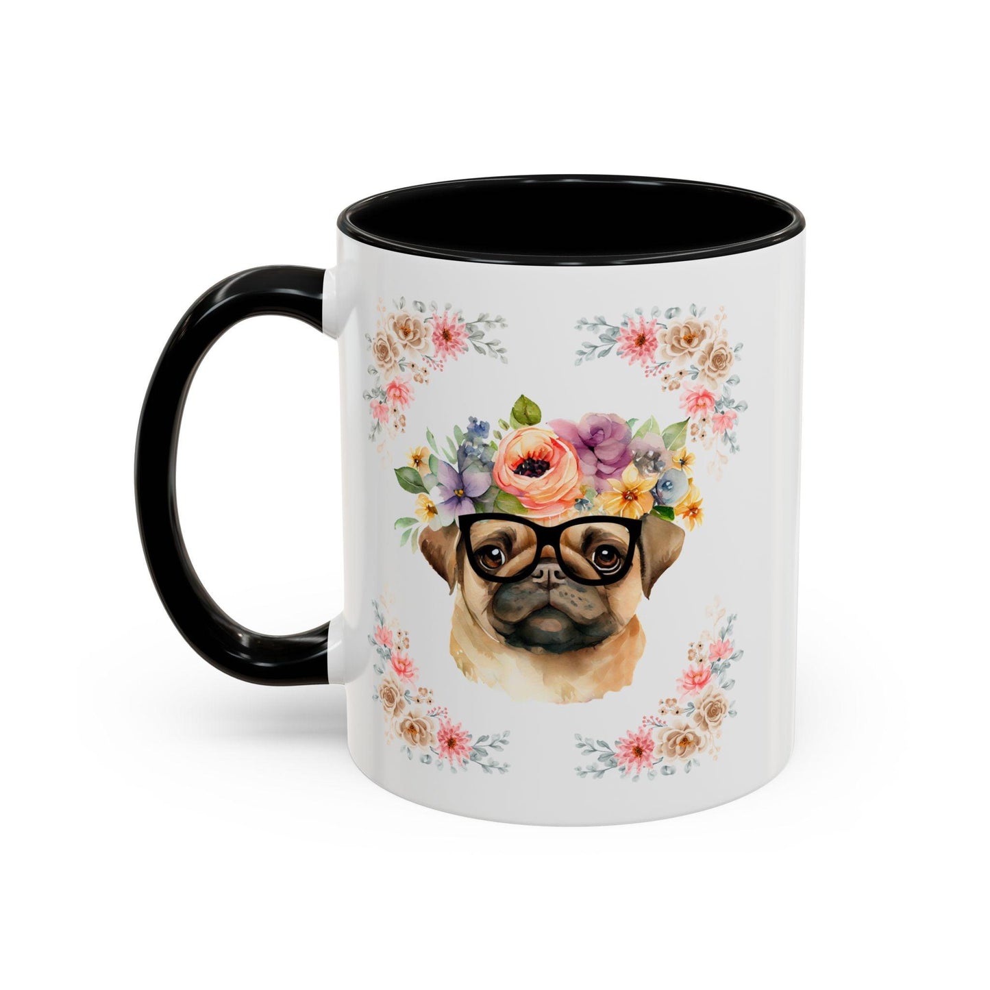Geeky Goddess Pug Accent Coffee Mug