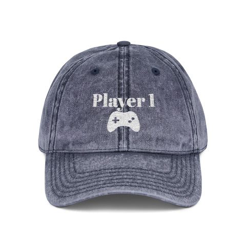 'Player 1' Vintage Embroidered Cap