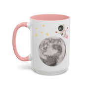 Astronaut Flying To The Moon Accent Coffee Mug