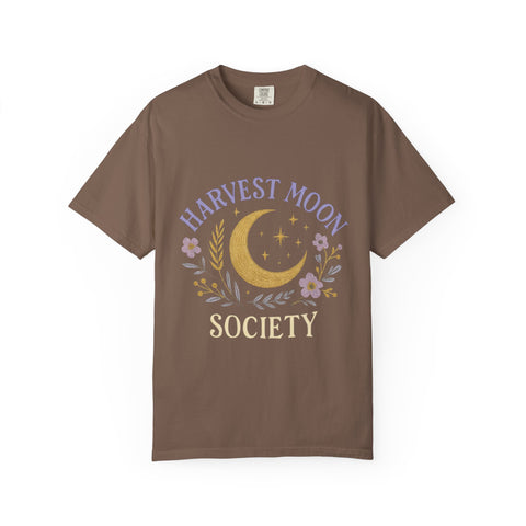 Harvest Moon Society Unisex T-Shirt, Cozy Graphic Tee, Astrology Apparel, Gift for Moon Lovers, Autumn Style, Casual Wear