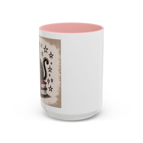 Cat and Book Lover's Accent Coffee Mug