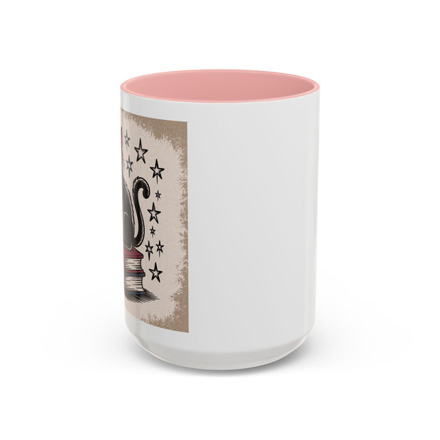 Cat and Book Lover's Accent Coffee Mug