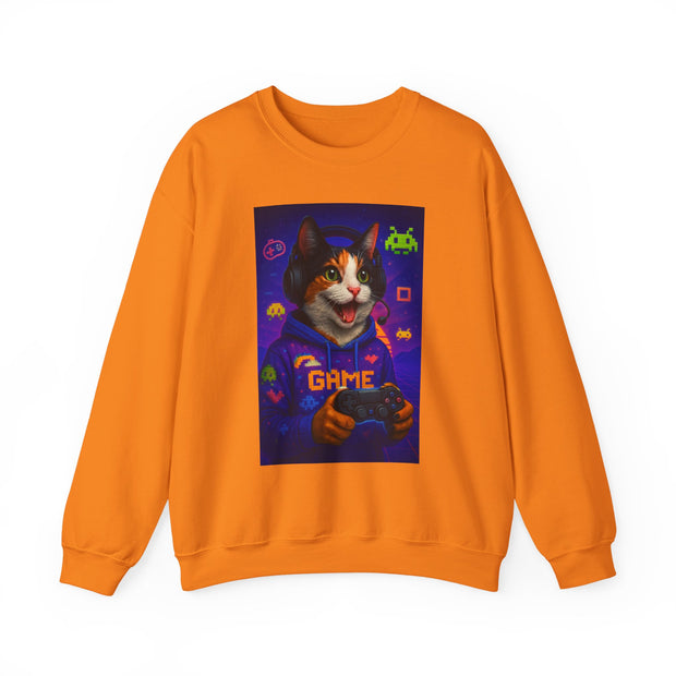 Gamer Cat Crewneck Sweatshirt, Cozy Gamer Apparel, Perfect Gift for Cat Lovers, Funny Sweatshirt for Birthdays, Gaming Merchandise