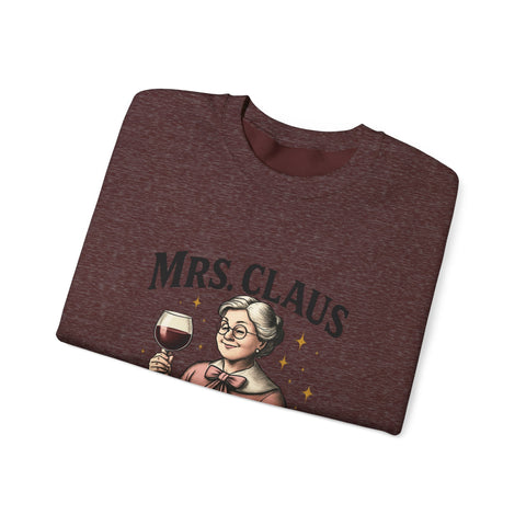 Mrs. Claus Wine Club Sweatshirt - Cozy Gift for Wine Lovers, Holiday Apparel, Funny Christmas Sweatshirt, Sip Happens Fashion