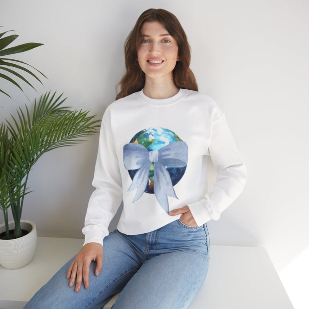 Earth Wrapped In A Bow Unisex Crewneck Sweatshirt
