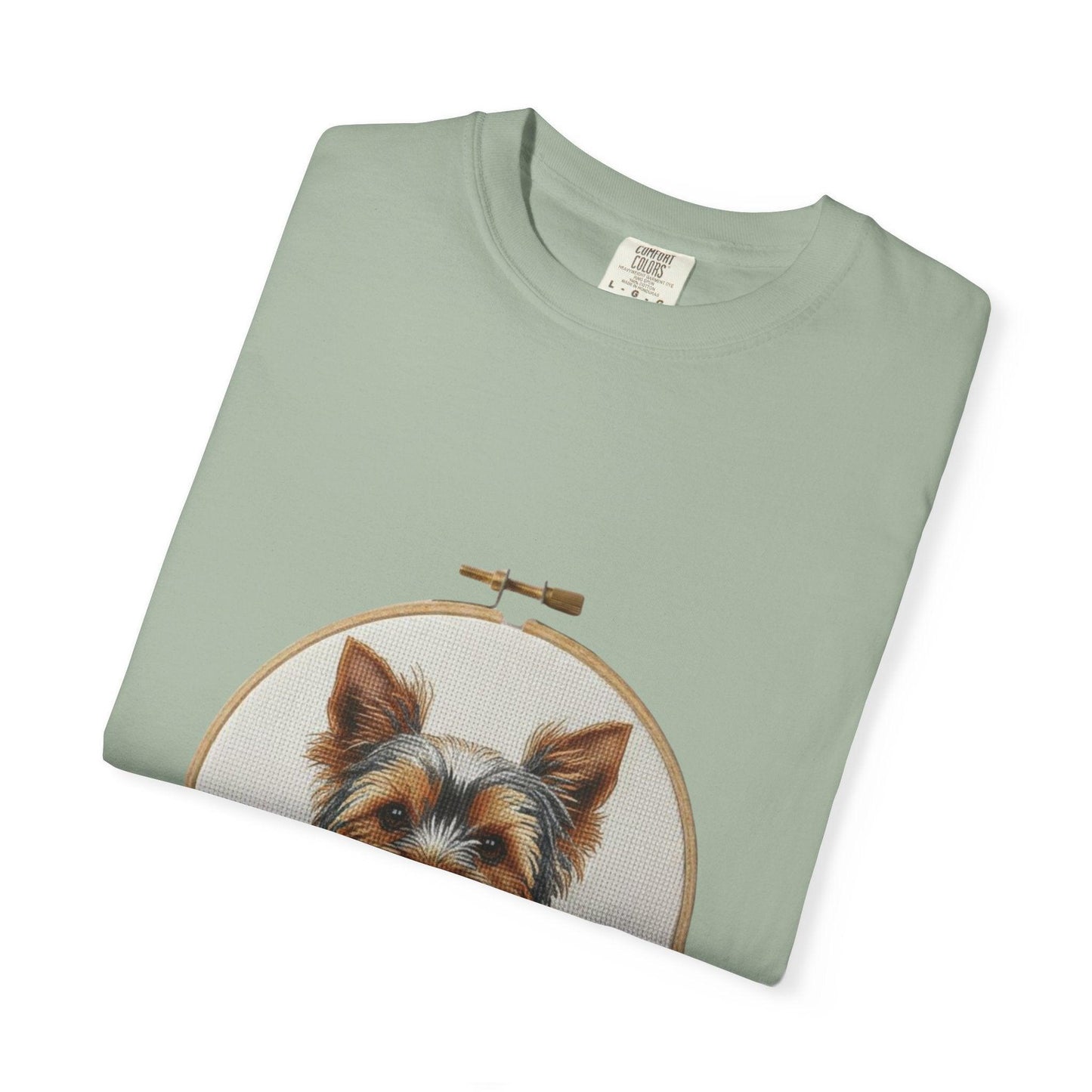 Yorkshire Terrier Portrait T-Shirt | Embroidery Hoop Dog Illustration