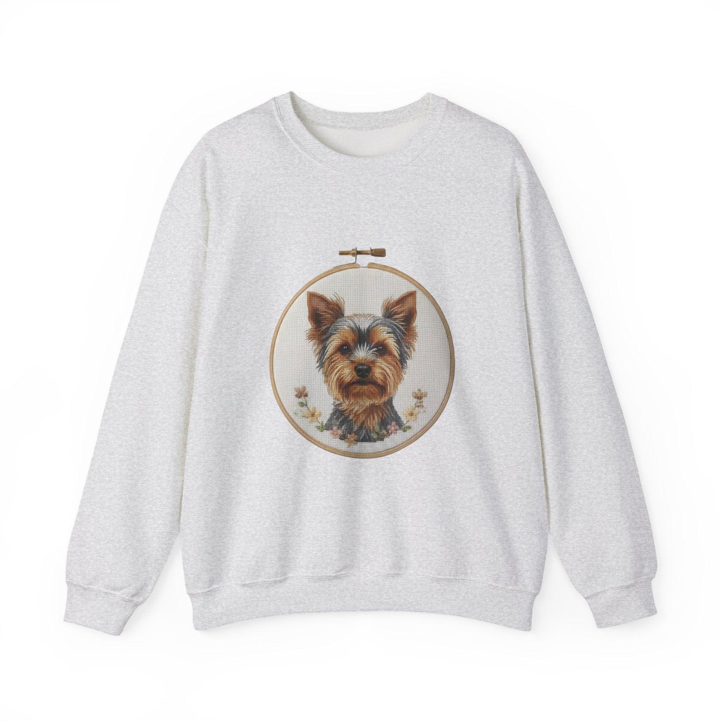 Yorkshire Terrier Portrait Sweatshirt | Embroidery Hoop Dog Art